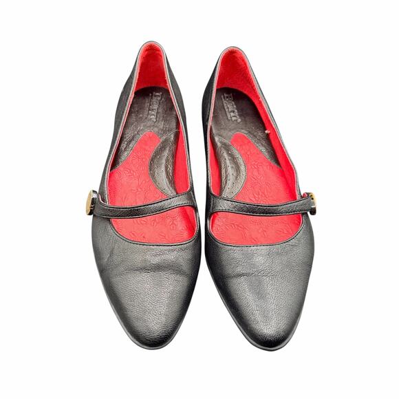 Born Leather Mary Jane Flats Black Red Lining Size 9 - Picture 3 of 13